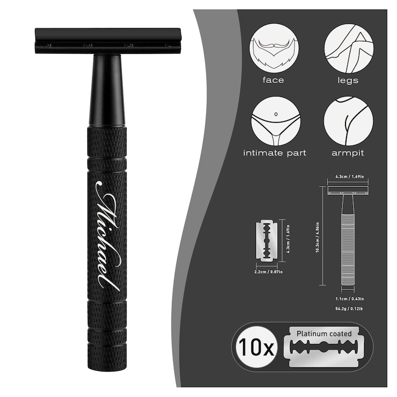 Personalized SHAVING BLADE Safety Razor Beard Mustache Travel Groomsmen ...