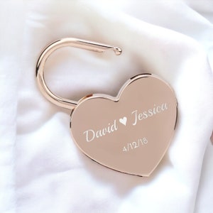 Personalized HEART LOCK Love Padlock Couples Gift for Him Dad Men Her Mom Girlfriend Husband Promise Bridge Wedding Birthday Custom Engraved