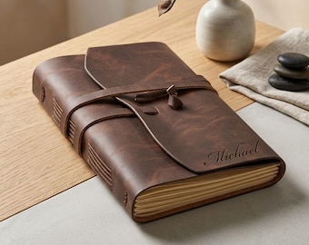 Personalized LEATHER JOURNAL for Men Women Travel Diary Notebook Graduation Birthday Gift for Him Her Teacher Coach Wedding Custom Engraved