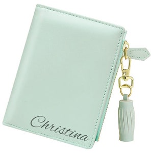 Personalisierte Leder Damen Geldbörse für Frauen Individuell gravierte Brautjungfer Geschenk für ihre Frauen Mutter Bachelorette Hochzeit Clutch Geldbörse Minimalist