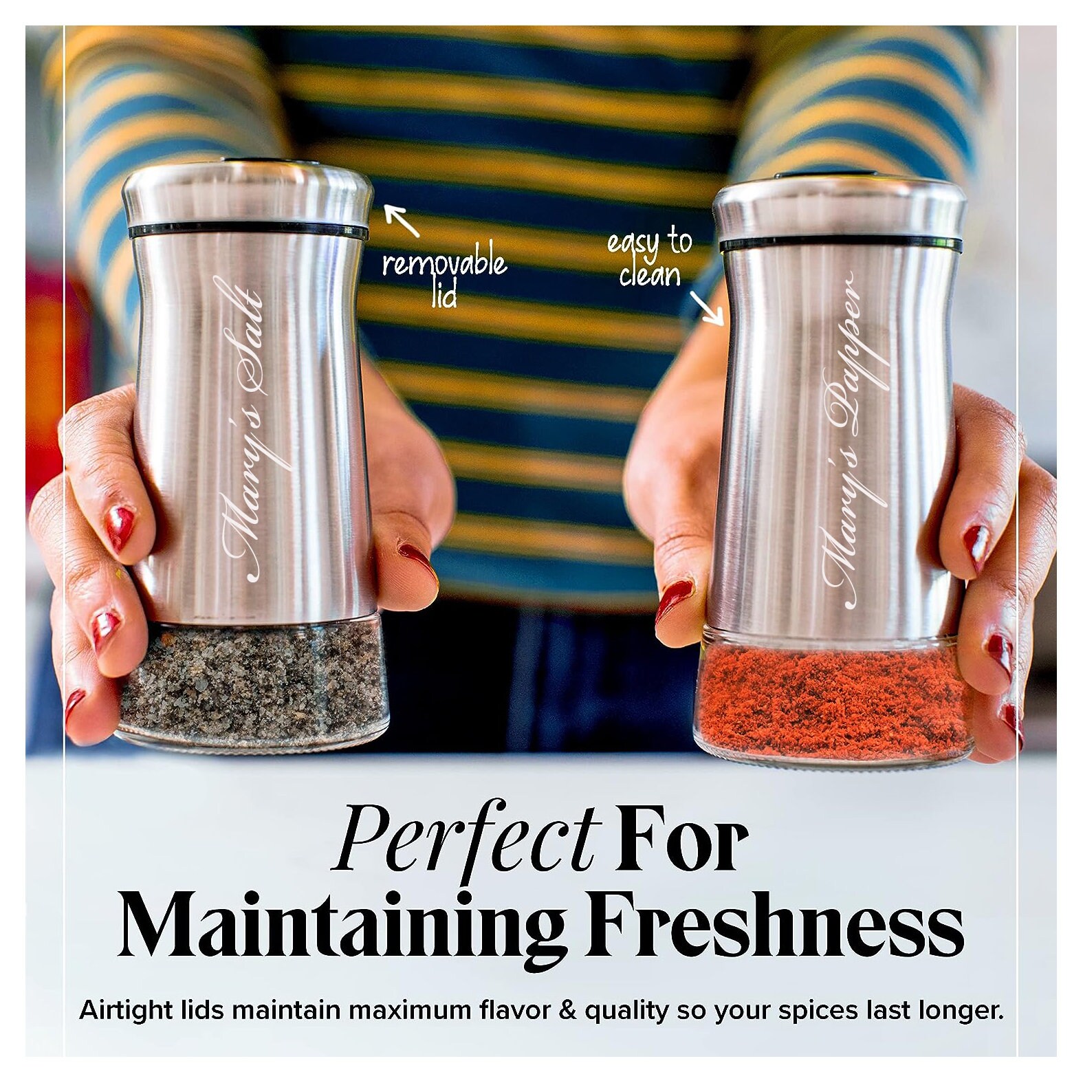 💖Buy 2 Free Shipping💖Personalized SALT & PEPPER SHAKERS Mill Grinder Custom Engraved Cooking Home Kitchen Gifts for Him Dad Boyfriend Her Women Mom Housewarming