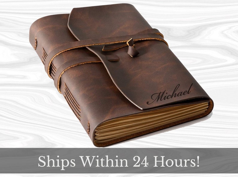 Personalized LEATHER JOURNAL for Men Women Notebook Custom Engraved Mothers Day Gifts for Mom Dad Him Her Travel Art Graduation Teacher image 2