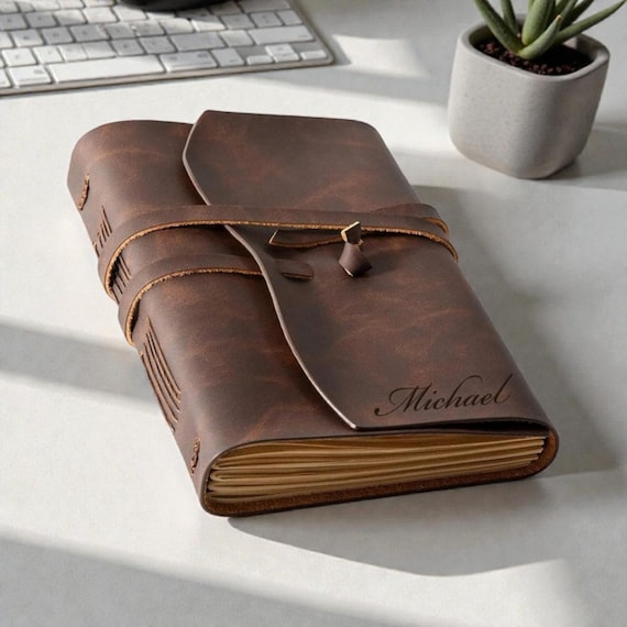 Personalized LEATHER JOURNAL for Men Women Travel Diary Notebook Graduation Birthday Gift for Him Her Teacher Coach Wedding Custom Engraved