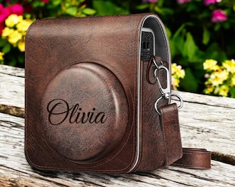 Personalized Fujifilm Instax Mini 40 Camera Case Bag Cover Leather Strap Groomsmen Birthday Gift for Her Mom Him Women Polaroid Couple