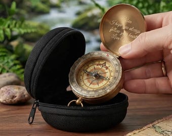 Personalized COMPASS Camping Hiking Fishing Birthday Gift for Him Dad Men Children Kids Boy Girl Confirmation Baptism Custom Engraved