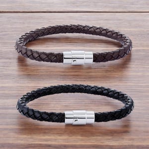 Personalized MENS BRACELET Leather Adjustable Jewelry Bracelets Groomsmen Birthday Gift for Him Dad Men Women Gift Boyfriend Custom Engraved