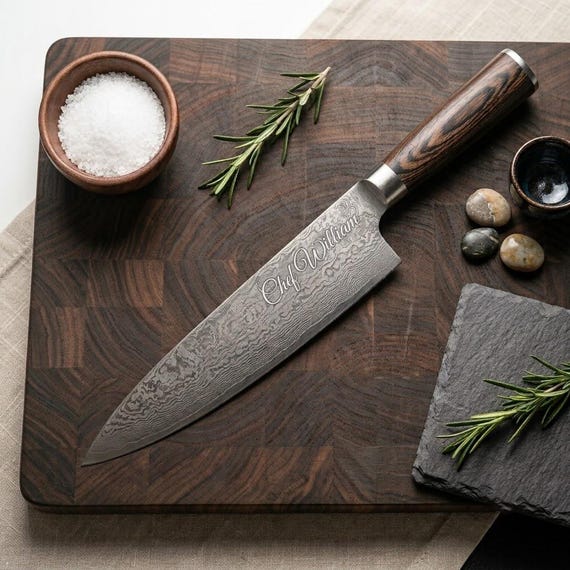 Personalized CHEF KNIFE Kitchen Knives Cooking Housewarming Birthday Gift for Her Him Mom Dad Men Women Boyfriend Wedding Custom Engraved