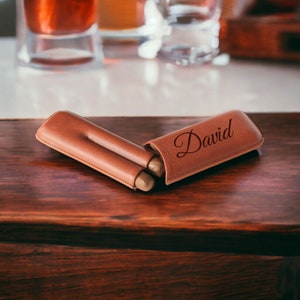Personalized CIGAR CASE Holder Leather Cigars Custom Engraved Valentines Gifts for Him Dad ...
