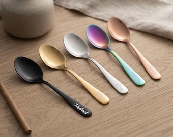Personalized Teaspoon SPOON Dinnerware Utensil Dessert Wedding Favors Bridesmaid Birthday Gift for Her Gift for Mom Kitchen Custom Engraved