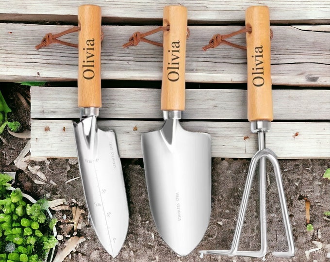 Personalized GARDENING TOOLS SET Custom Engraved Garden Flower Home Mothers Day Gifts for Mom Her Him Dad Men Women Retirement Birthday