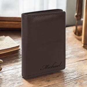 Cartera de cuero personalizada para padrinos de boda, regalo para él, papá, hombres, esposo, viajes, minimalista, cumpleaños, novio, grabado personalizado.