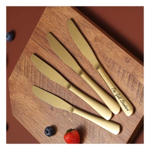 Personalized Dinner Knife Dinnerware Utensil Party Wedding Groomsmen Gift for Her Mom Kitchen Cutlery Cook Chef Stainless Birthday