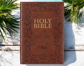 Personalisierte Leder KJV BIBLE Christian Graduierung Geburtstagsgeschenk für ihn Papa Männer Ihre Mutter Frauen Hochzeit Pastor Vatertag individuell graviert