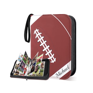 Personalized TRADING CARD BINDER Album Storage Holder Organizer Games Sports Football Baseball Basketball Gift for Dad Him Men Kids Custom