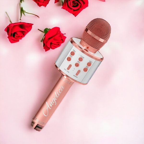 Personalized BLUETOOTH MIC Microphone Karaoke Singing Singer Custom Engraved Bridesmaid Gifts for Her Mom Women Him Men Boyfriend Wedding
