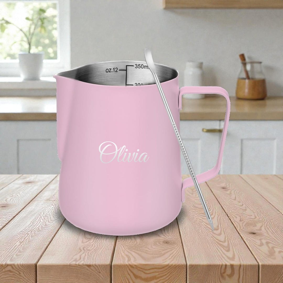 Personalized Pink Milk Frothing Pitcher Latte Art Espresso Cappuccino ...