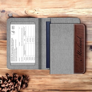 Funda para pasaporte personalizada, accesorio de cuero para hombre, estuche de viaje con grabado personalizado, billetera, regalo de vacunación para papá, él o su abuelo.