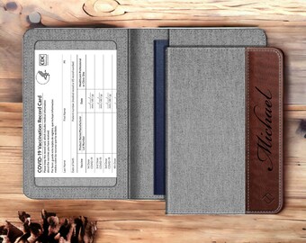 Personalized PASSPORT HOLDER Cover Leather Accessories Travel Case Wallet Vaccination Birthday Gift for Him Dad Men Gift Custom Engraved
