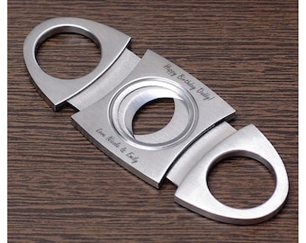 Personalized CIGAR CUTTER Cigars Accessories Groomsmen Birthday Gift for Him Dad Men Bachelor Best Man Boyfriend Custom Engraved Engraved