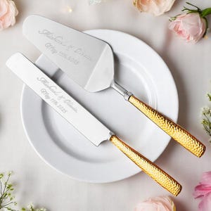 Juego de cortadores de tartas de boda personalizados, dorados, plateados, minimalistas, vintage, rústicos, sencillos y modernos, para despedidas de soltera, cumpleaños, personalizados.