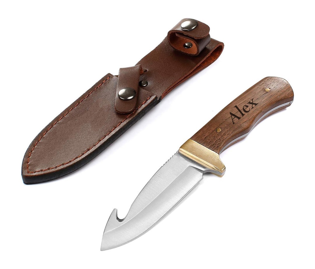 Personalized HUNTING KNIFE & SHEATH Knive Knives Custom Engraved Gut