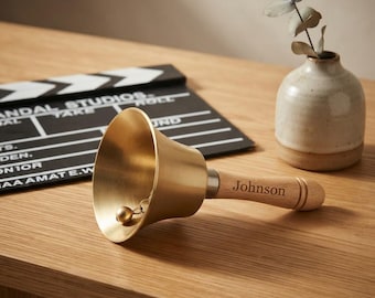 Personalized Brass HAND BELL Dinner Handbell Keepsake School Wedding Birthday Gift for Her Him Mom Home Housewarming Kitchen Custom Engraved