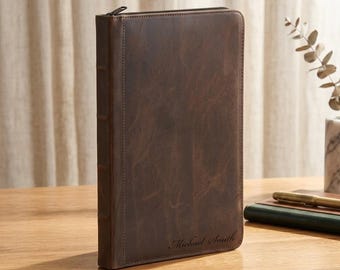 Personalized LEATHER PORTFOLIO for Men Women Corporate Business Padfolio Birthday Gift for Him Dad Her Mom Teacher Coach Fathers Day Custom