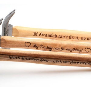 Personalized HAMMER Custom Engraved Hammers Groomsmen Gifts for Dad Him Boyfriend Gift for Men Husband Son Birthday Tool Hammers Wood image 3