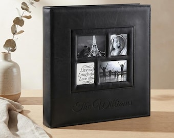 Personalized LEATHER PHOTO ALBUM Wedding Picture Scrapbook Couple Anniversary Birthday Gift for Her Mom Dad Women Boyfriend Custom Engraved