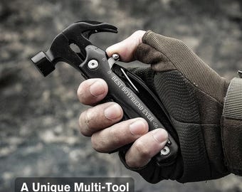 Personalized HAMMER MULTITOOL Pocket Knife Tool Groomsmen Birthday Gift for Him Dad Men Boyfriend Fishing Camping Hunting Fathers Day Custom