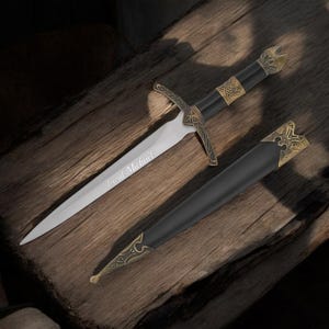 Personalized FANTASY SWORD & SHEATH Swords Gamer Cosplay Larp Groomsmen Gift for Him Dad Men Man Husband Gold Birthday Custom Engraved