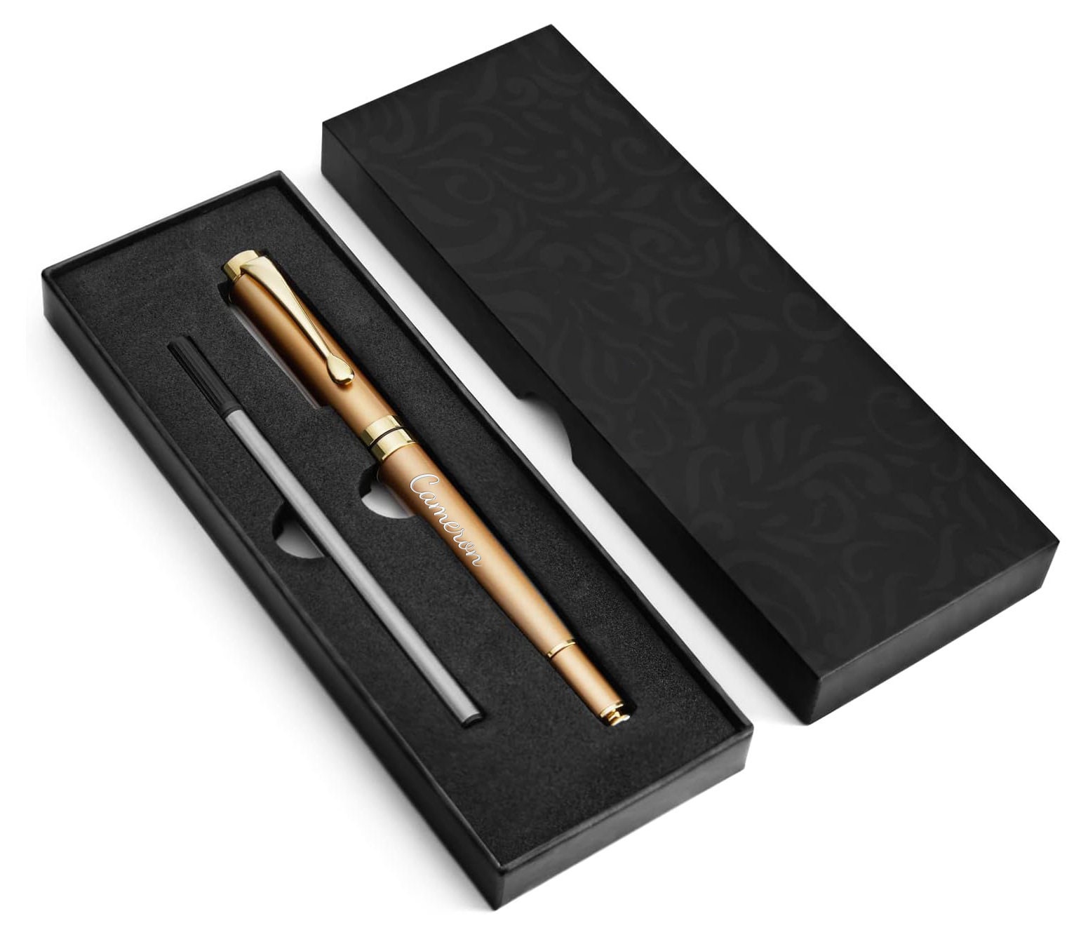 FMVV3H7 Unibene Gold Ballpoint Pens - Black Ink Medium Point 6 Pack, Cute Office  Supplies for Men Women, Nice Metallic Slim Pens Bulk
