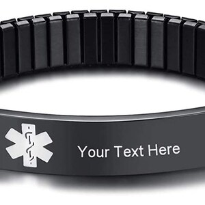 Personalized MEDICAL ID BRACELET Alert Jewelry Emergency Contact Gifts for Dad Mom Hospital Allergy Band Her Parents Women Custom Engraved image 7