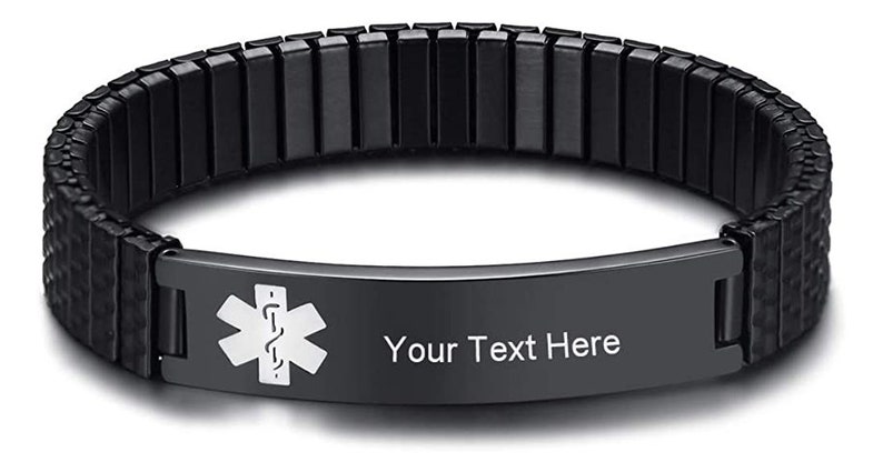 Personalized MEDICAL ID BRACELET Alert Jewelry Emergency Contact Gifts for Dad Mom Hospital Allergy Band Her Parents Women Custom Engraved image 7