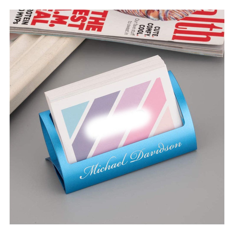 Personalized Business Card Holder Stand Case BLACK Office Etsy