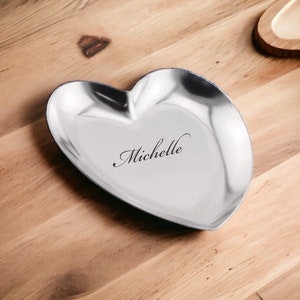 Personalized JEWELRY TRAY Ring Dish Heart Cute Plate Rings Keys Rose Gold Pink Silver Bridesmaid Gift for Her Mom Women Custom Engraved