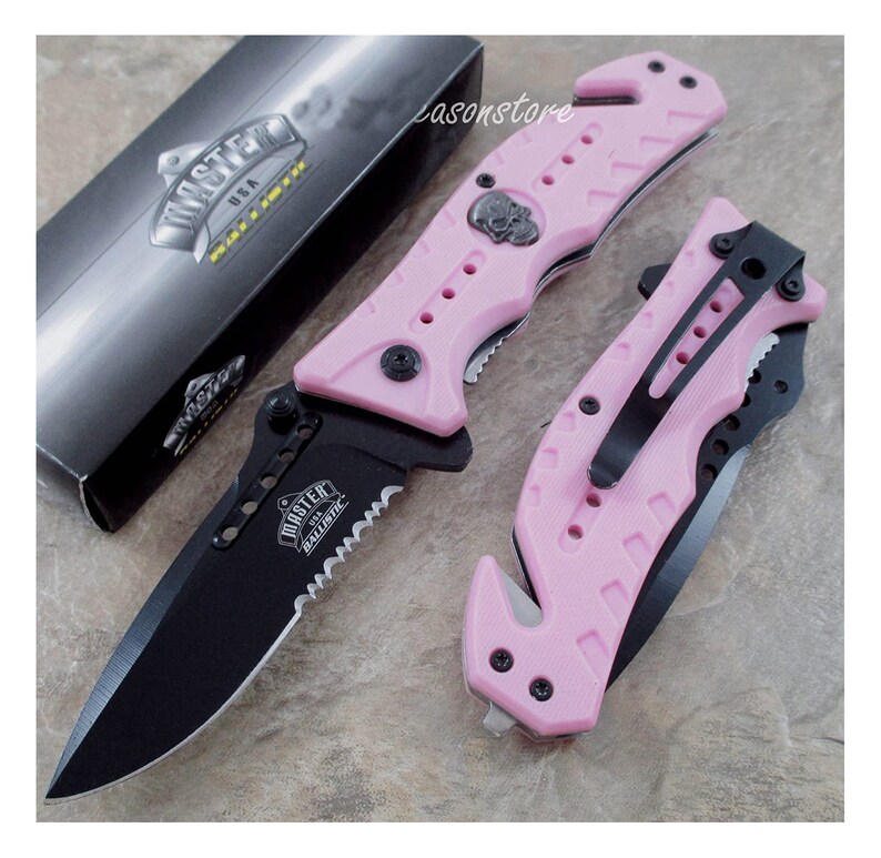 Personalized BLACK SKULL Pocket Knife Knives Window Breaker Etsy