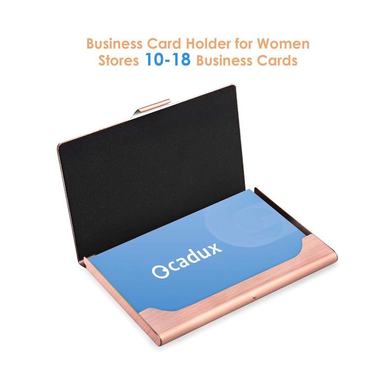 Personalized BUSINESS CARD HOLDER Case Custom Engraved Birthday for Women Mom Her Gift Realtor Pink Rose Gold image 4