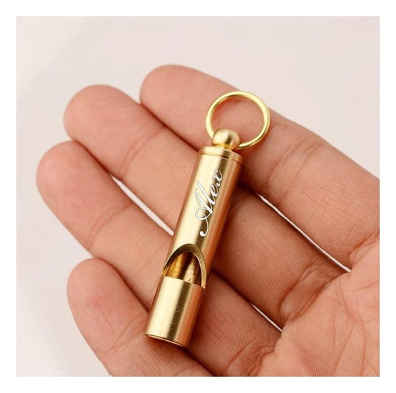 Personalized BRASS WHISTLE Keychain Camping Hiking Survival Outdoors Sports Groomsmen Gifts for Him Dad Men Boyfriend Gifts for Her Mom Etsy Mexico