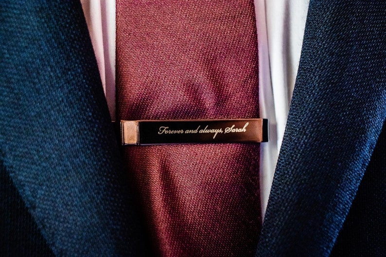 Personalized TIE CLIP for Dad Tieclip Unique Custom Engraved Groomsmen Gifts for Him Boyfriend Men Son Wedding Father of Bride Fathers Day image 4