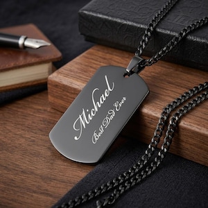 Personalized DOGTAG NECKLACE for Men Dog Tag Pendant Army Navy Marines Military Veteran Birthday Gift for Him Dad Custom Engraved Engraved