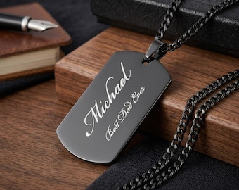 Personalisierte DOGTAG Halskette für Männer Hundemarke Anhänger Armee Navy Marines Militärveteran Geburtstagsgeschenk für ihn Papa Vatertag Custom
