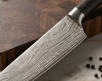 Personalized CHEF KNIFE Kitchen Knives Cooking BBQ Housewarming Birthday Gift for Her Him Mom Dad Men Women Wedding Custom Engraved Engraved