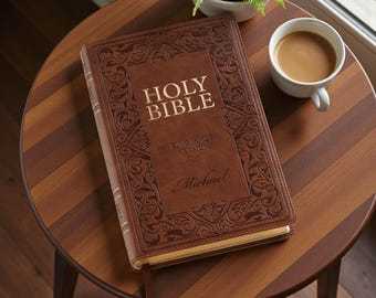 Personalisierte Leder KJV BIBLE Christian Graduierung Geburtstagsgeschenk für ihn Papa Männer Ihre Mutter Frauen Hochzeit Pastor Vatertag individuell graviert