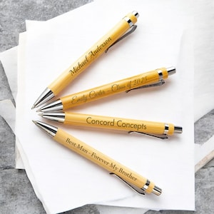 STYLOS personnalisés en bois de bambou, cadeau de fête des pères gravé de l'obtention du diplôme pour papa, sa maman, lui, grand-père, hommes, professeur, garçons d'honneur, retraite