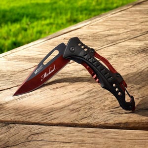 Personalized Red POCKET KNIFE for with Clip Knives Groomsmen Gift for Him Dad Men Gift Multitool Hunting Fishing Birthday Custom Engraved
