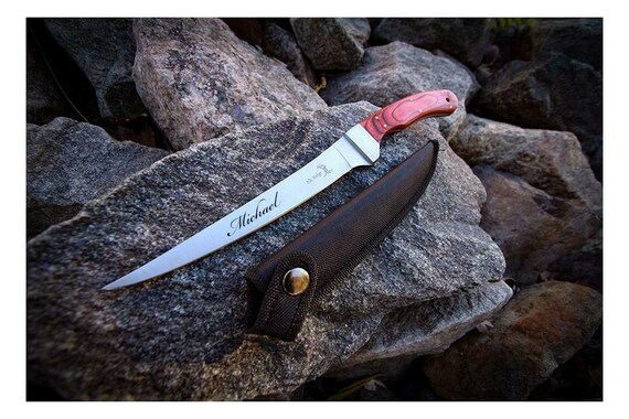 Personalized FISHING KNIFE & SHEATH Knive Fillet Knives Custom Engraved  Groomsmen Gifts for Him Dad Boyfriend Gift for Men Man Son Grandpa -   Denmark
