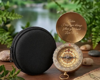 Personalized COMPASS Camping Hiking Fishing Birthday Gift for Him Dad Men Children Kids Boy Girl Confirmation Baptism Custom Engraved