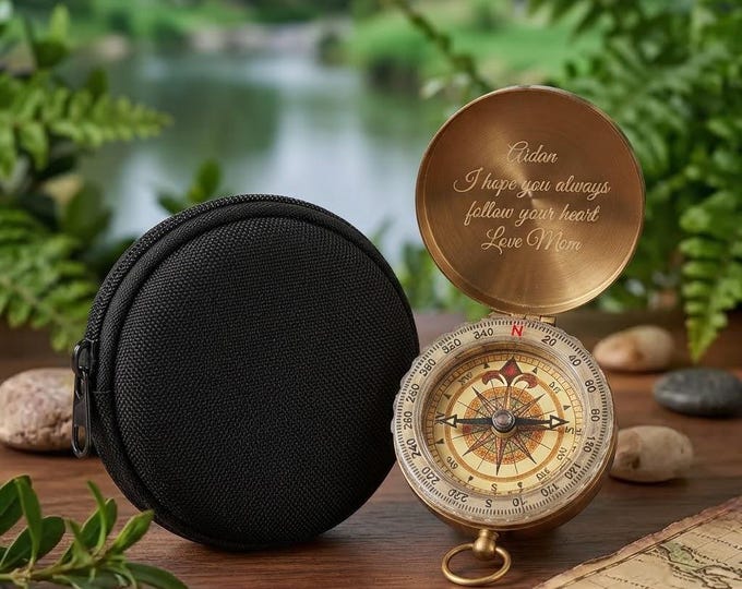 Personalized COMPASS Camping Hiking Fishing Birthday Gift for Him Dad Men Children Kids Boy Girl Confirmation Baptism Custom Engraved