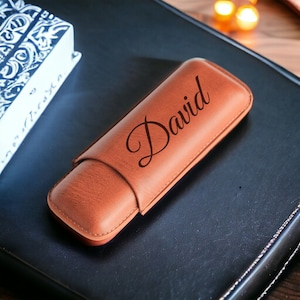 Personalized CIGAR CASE Holder Leather Cigars Custom Engraved Valentines Gifts for Him Dad ...